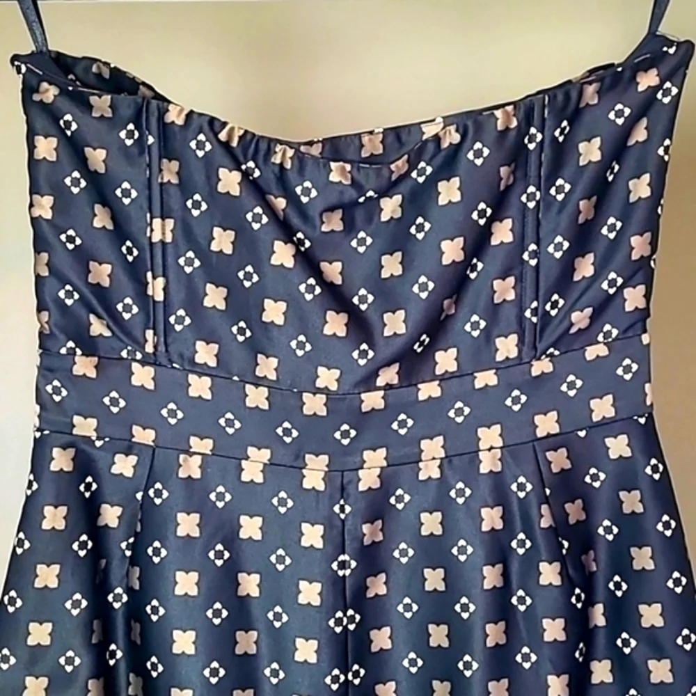 NWT Banana Republic Strapless Satin Mini Dress Geometric Print Sz 0 - Picture 6 of 14